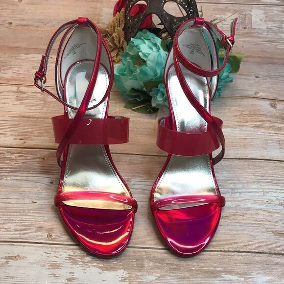 Guess Pink Felecia Shiny Ankle Strap Heels - Picture 2 of 10